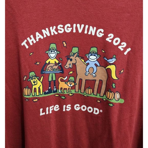 Life is Good Red Thanksgiving 2021 Crusher Long Sleeve T Shirt Size Large - Picture 5 of 9